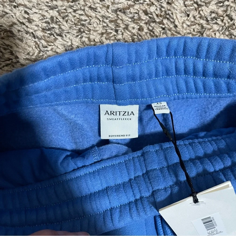 Aritzia Cozy Sweatfleece Boyfriend Wide Sweatpant XS French Blue Color NWT - Picture 3 of 4